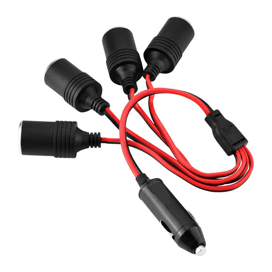 Adaptador Mechero de Coche, Cable Extensor para Enchufe Coche, Conector duplicador de 1 a 4 tomas