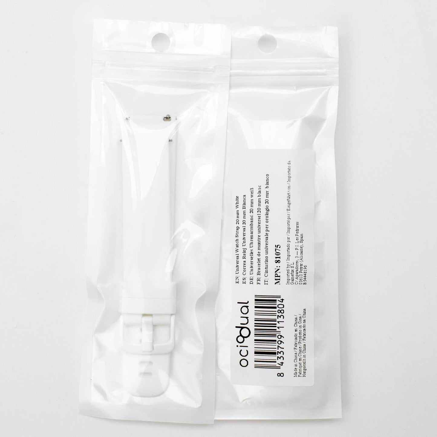 Correa Reloj de Silicona Color Blanco de 20mm, Repuesto para Reloj Inteligente y Tradicional Universal, Liberación