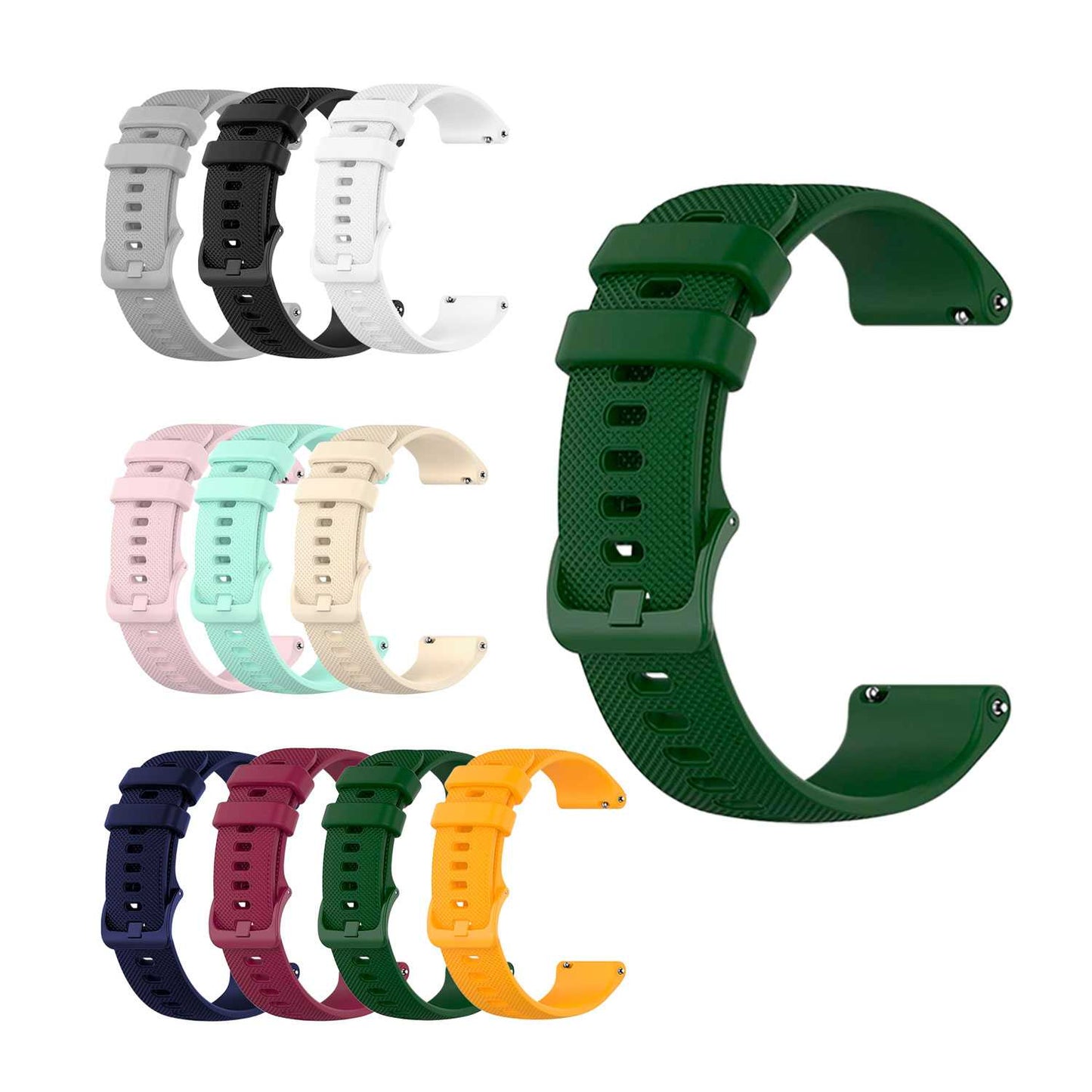 Correa Reloj de Silicona Color Verde Militar de 20mm, Repuesto para Reloj Inteligente y Tradicional Universal, Liberación