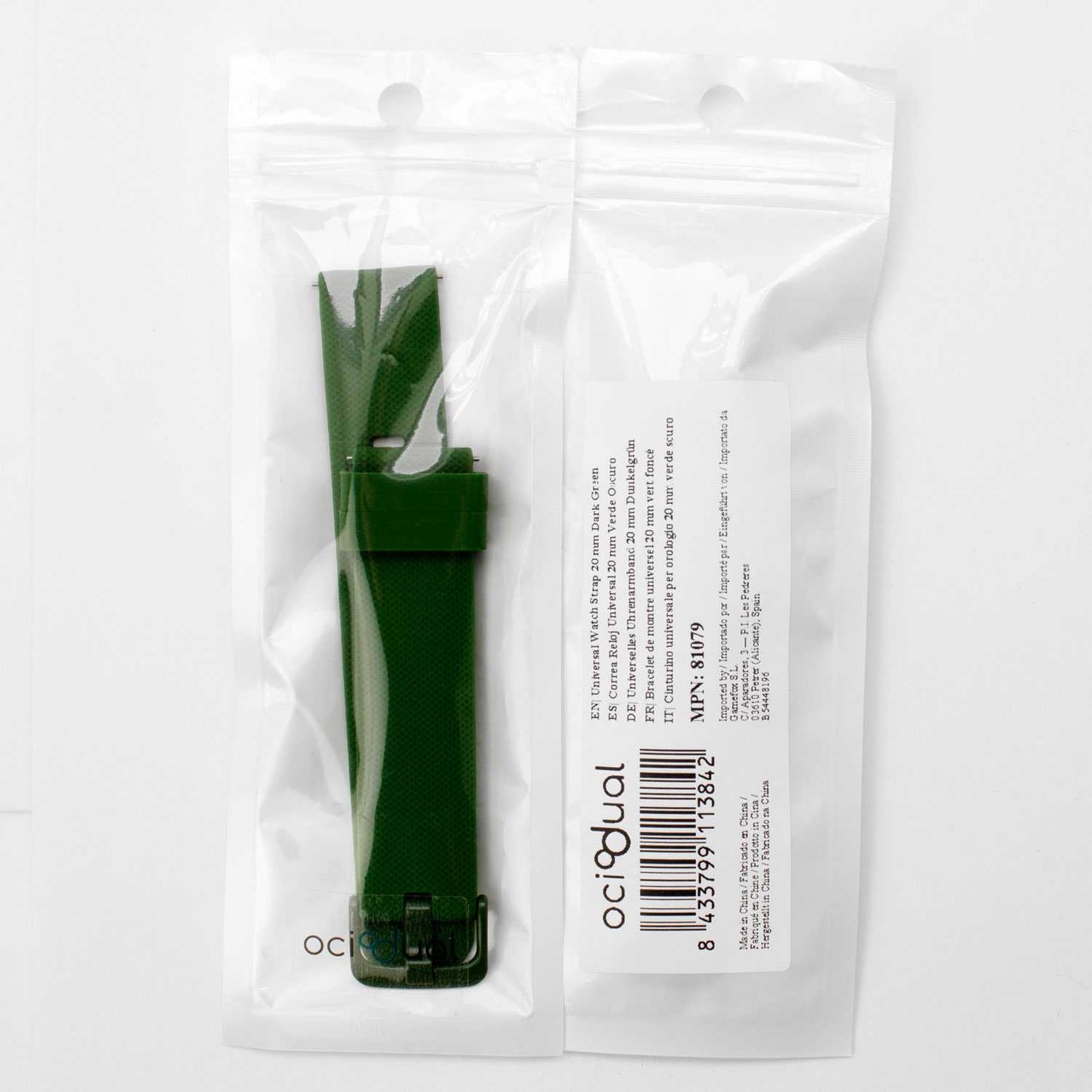 Correa Reloj de Silicona Color Verde Militar de 20mm, Repuesto para Reloj Inteligente y Tradicional Universal, Liberación