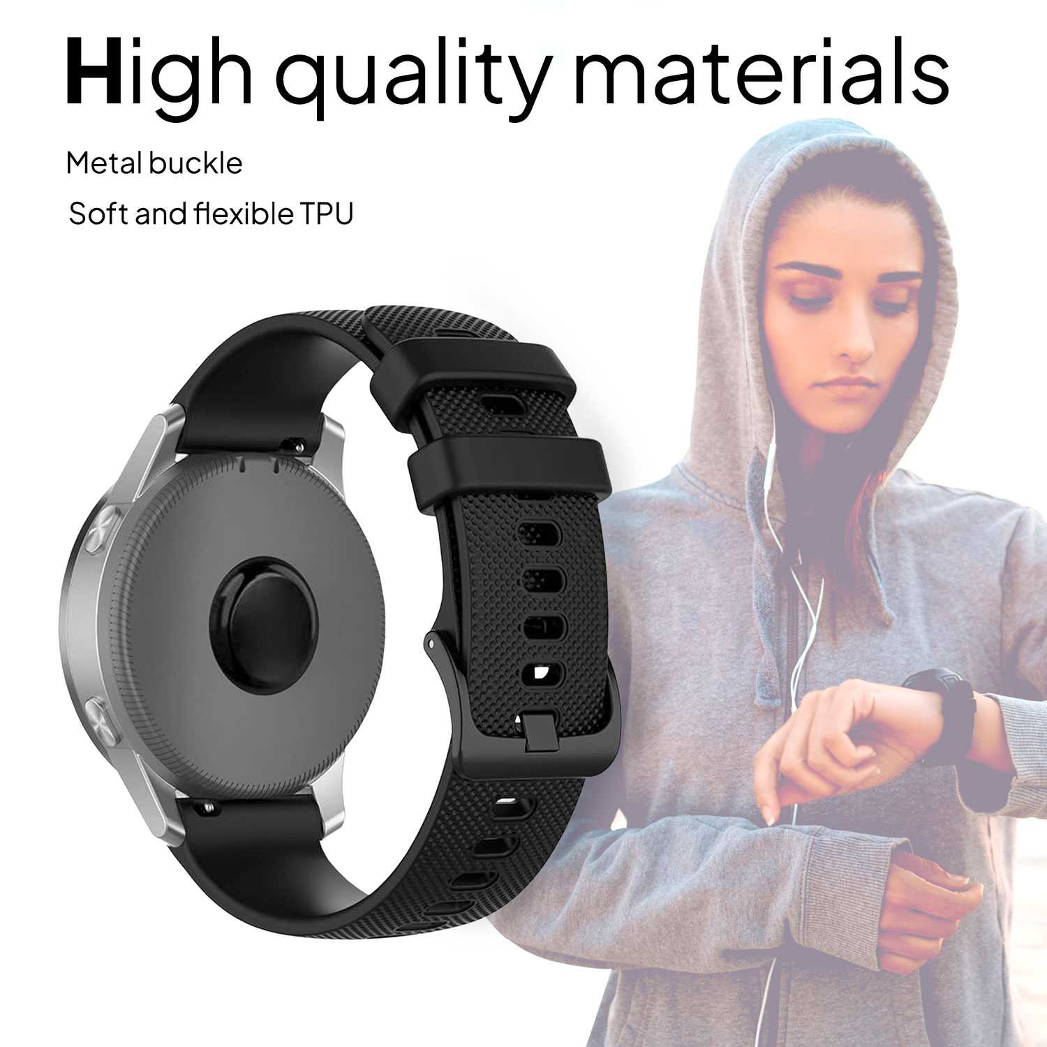 Correa Compatible con Samsung Galaxy Watch, Compatible con Amazfit GTR, correa de 22mm color Negro