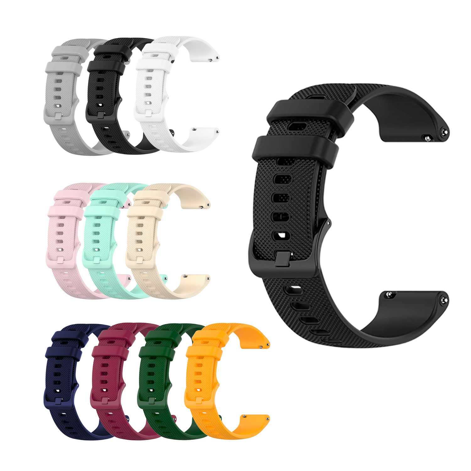 Correa Reloj de Silicona Color Negro de 22mm, Repuesto para Reloj Inteligente y Tradicional Universal, Liberación