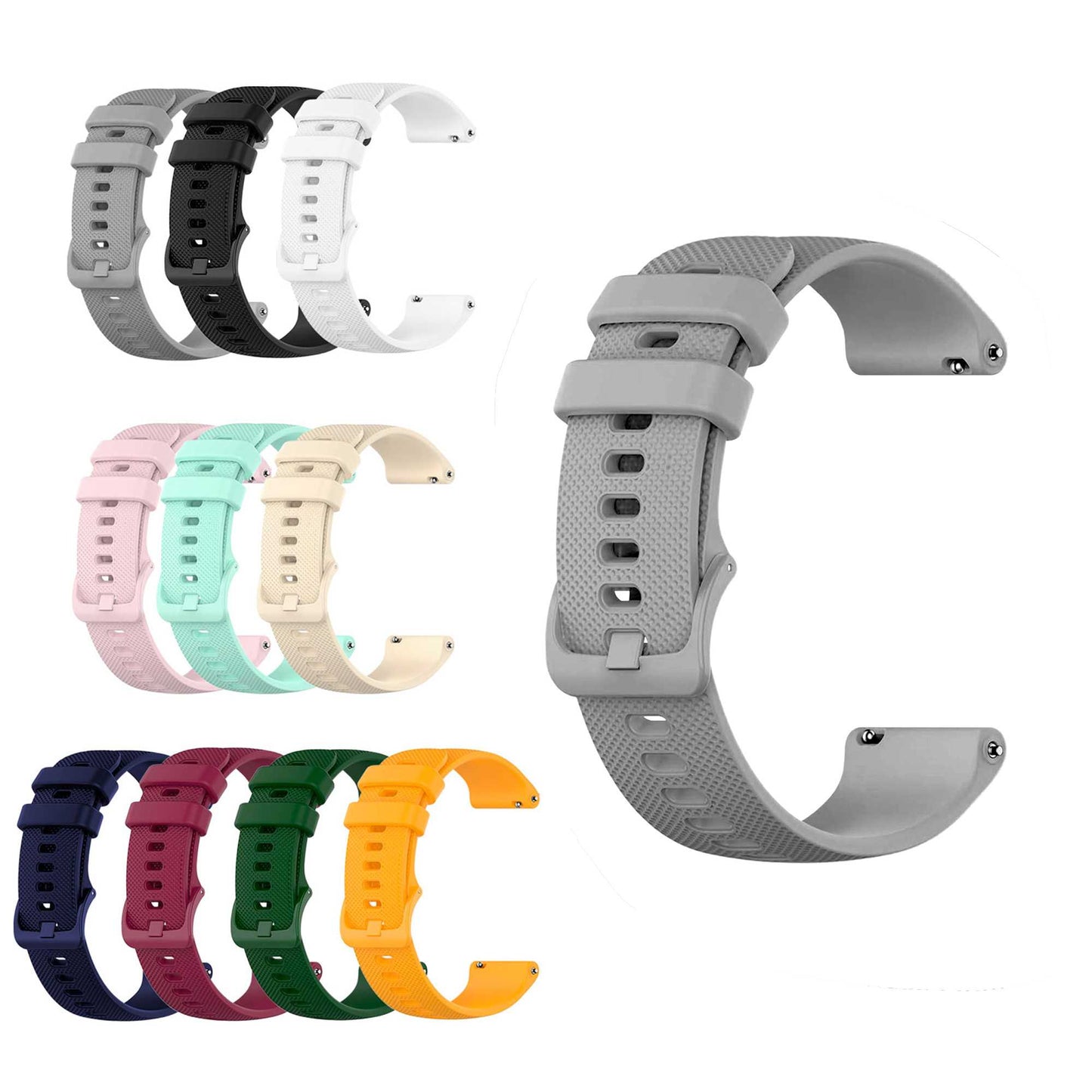 Correa Reloj de Silicona Color Gris de 22mm, Repuesto para Reloj Inteligente y Tradicional Universal, Liberación