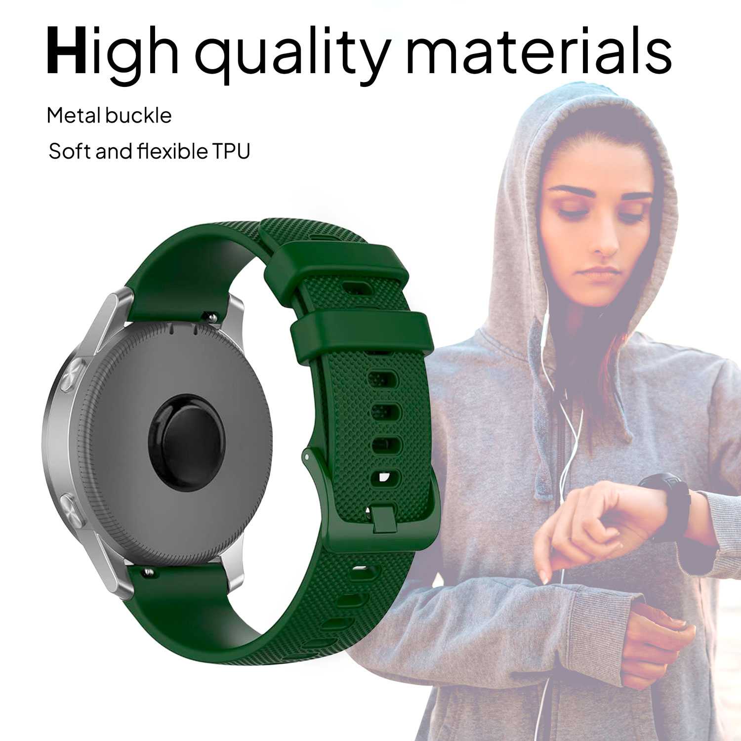 Correa Compatible con Samsung Galaxy Watch, Compatible con Amazfit GTR, correa de 22mm color Verde Militar