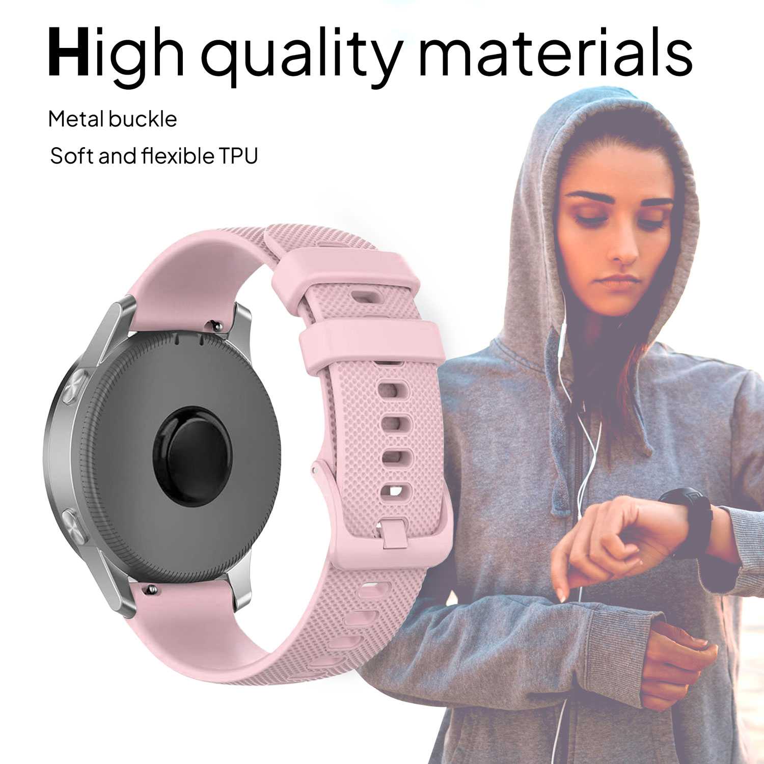 Correa Reloj de Silicona Color Rosa de 18mm, Repuesto para Reloj Inteligente y Tradicional Universal, Liberación