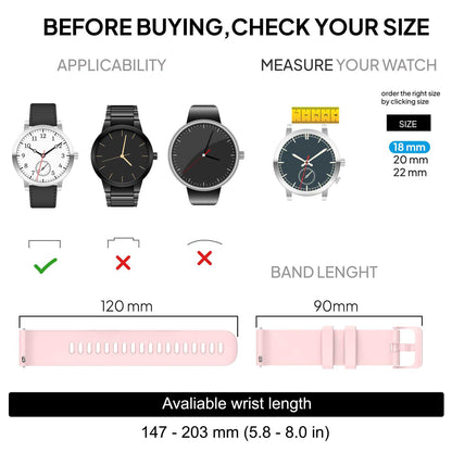 Correa Reloj de Silicona Color Rosa de 18mm, Repuesto para Reloj Inteligente y Tradicional Universal, Liberación