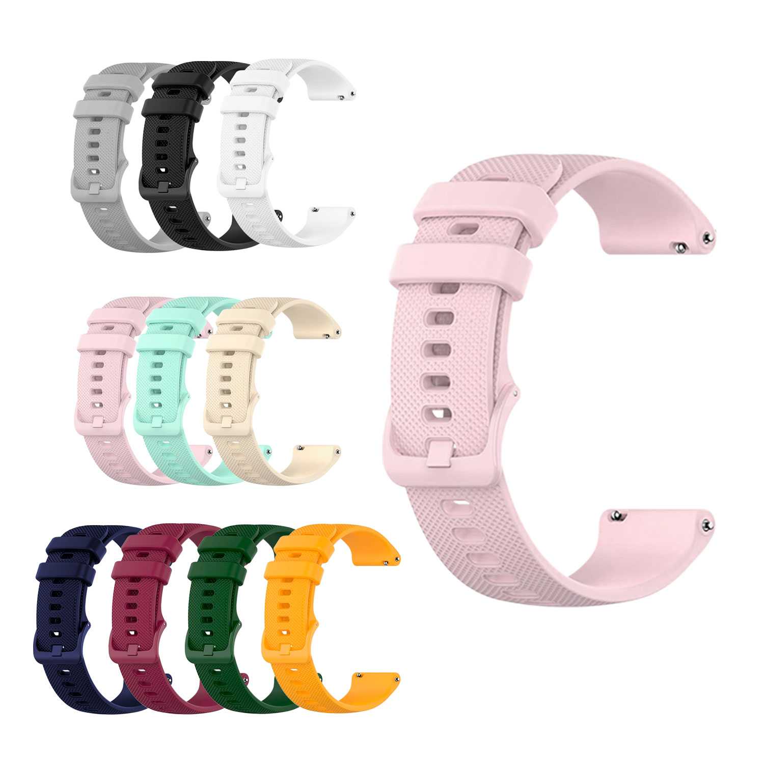 Correa Reloj de Silicona Color Rosa de 18mm, Repuesto para Reloj Inteligente y Tradicional Universal, Liberación