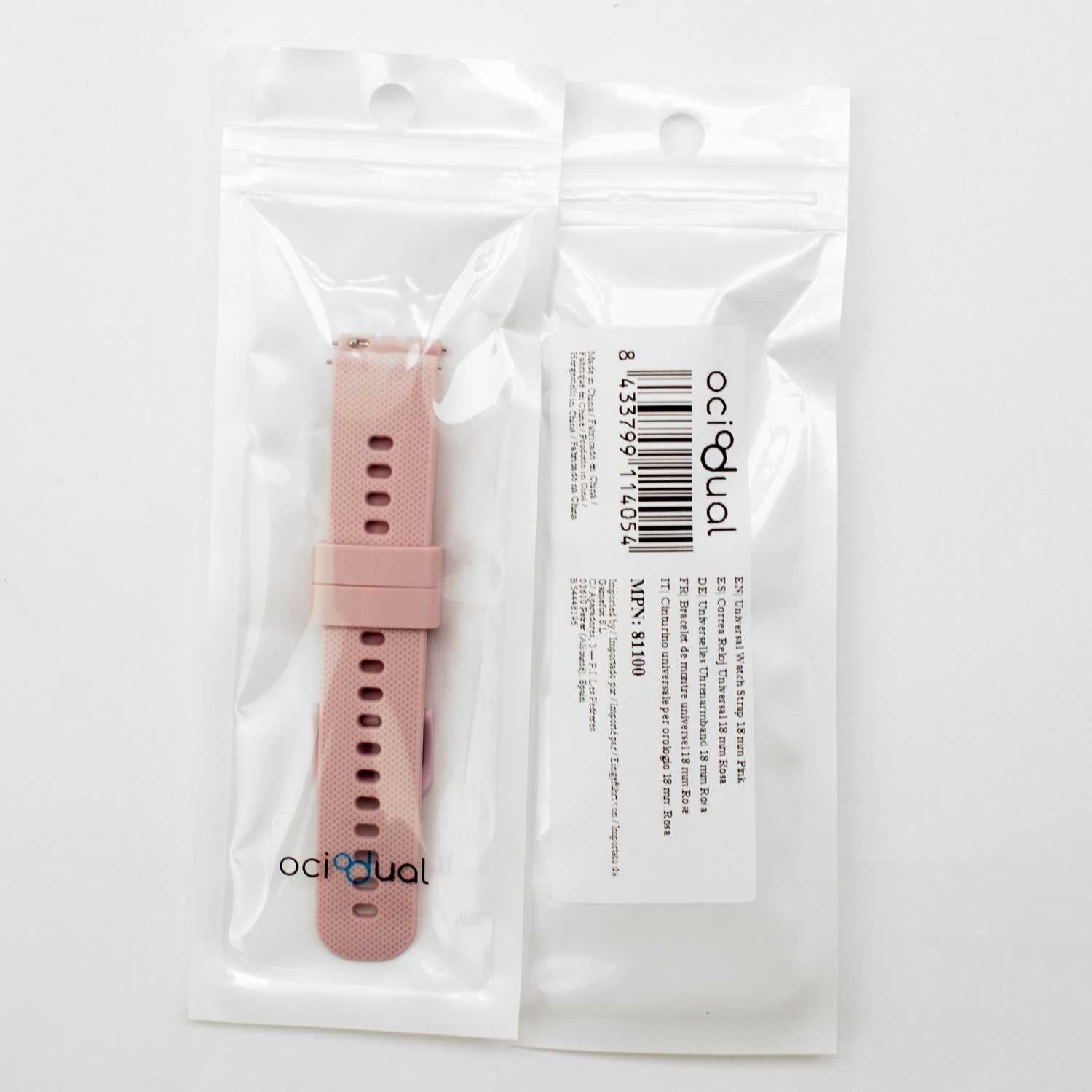 Correa Reloj de Silicona Color Rosa de 18mm, Repuesto para Reloj Inteligente y Tradicional Universal, Liberación