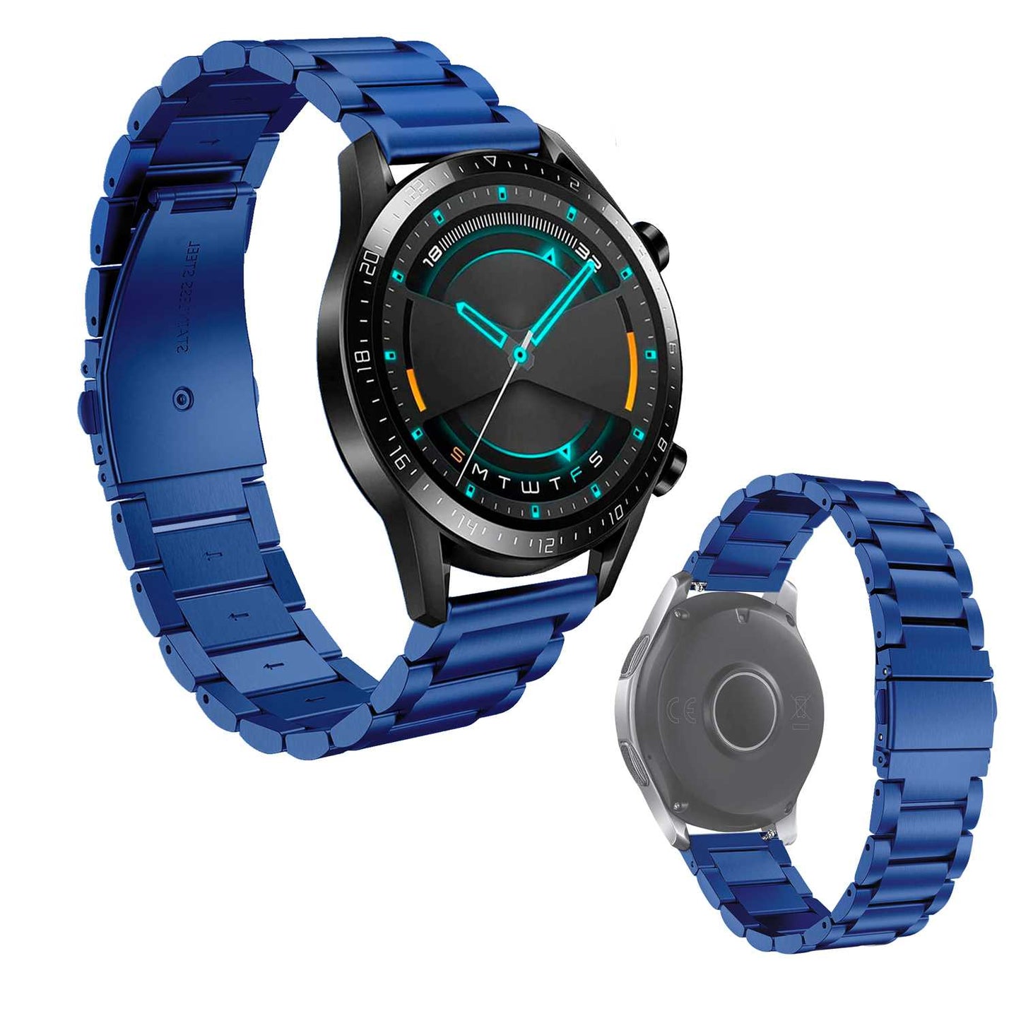 Correa Metálica para Reloj de Liberación Rápida, Pulsera Reloj de Acero Inoxidable de Color Azul, Medida: 22 mm