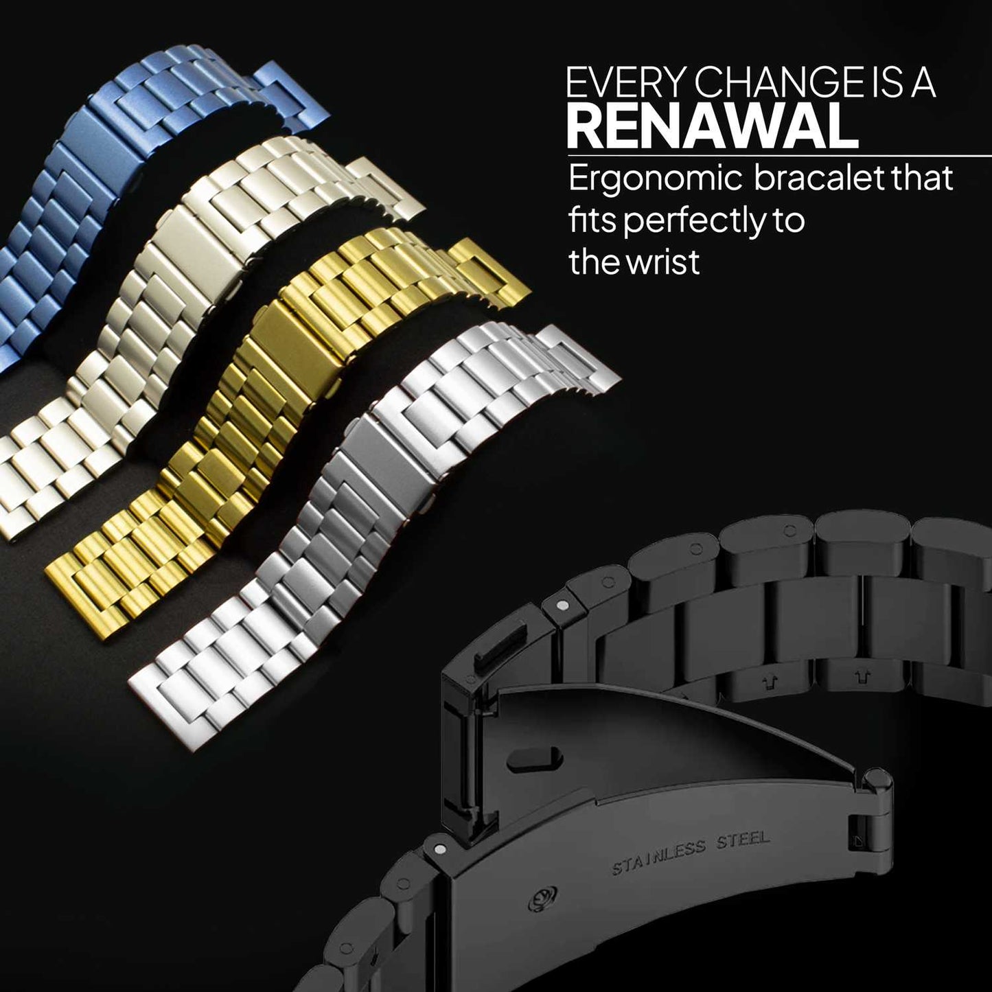 Correa Reloj Correa Metálica Acero Inoxidable Color Rosa 18mm Correa Reloj Inteligente Reloj Hombre Smartwatch Mujer