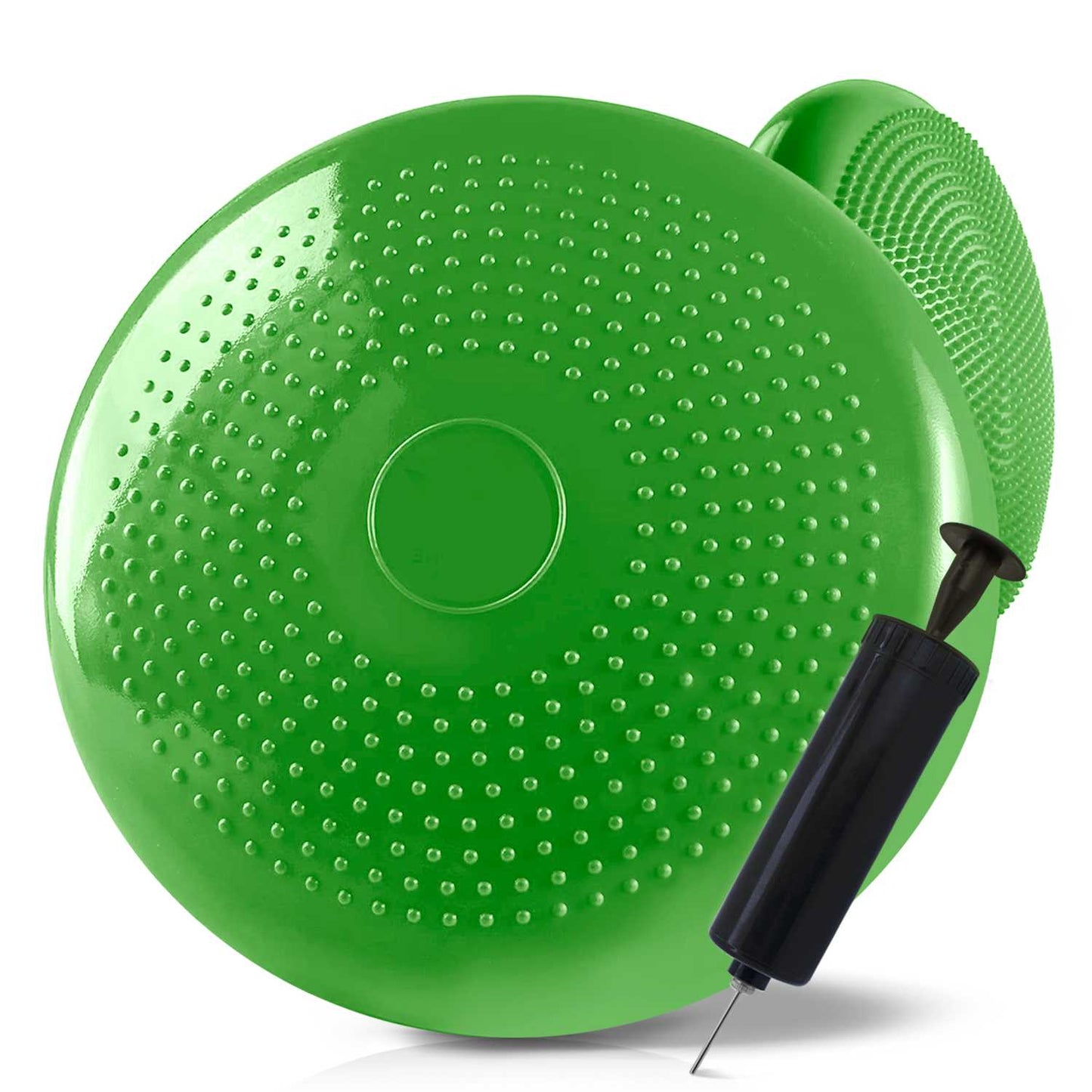 Cojín Hinchable Verde Disco con Bomba Goma PVC para Fitness Yoga Pilates Coordinación Rehabilitación Equilibrio