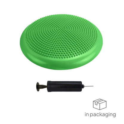 Cojín Hinchable Verde Disco con Bomba Goma PVC para Fitness Yoga Pilates Coordinación Rehabilitación Equilibrio