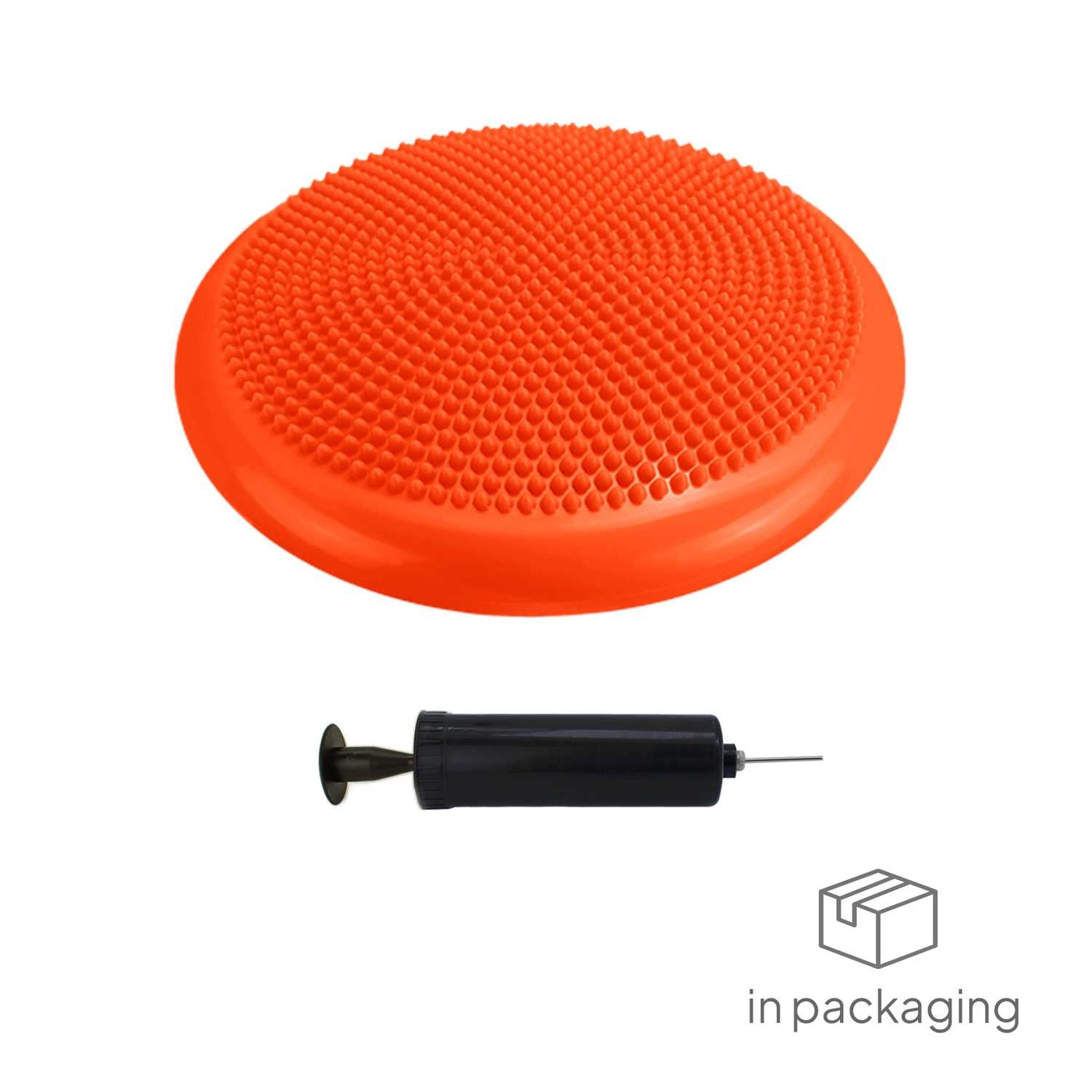 Cojín Hinchable Naranja Disco con Bomba Goma PVC para Fitness Yoga Pilates Coordinación Rehabilitación Equilibrio