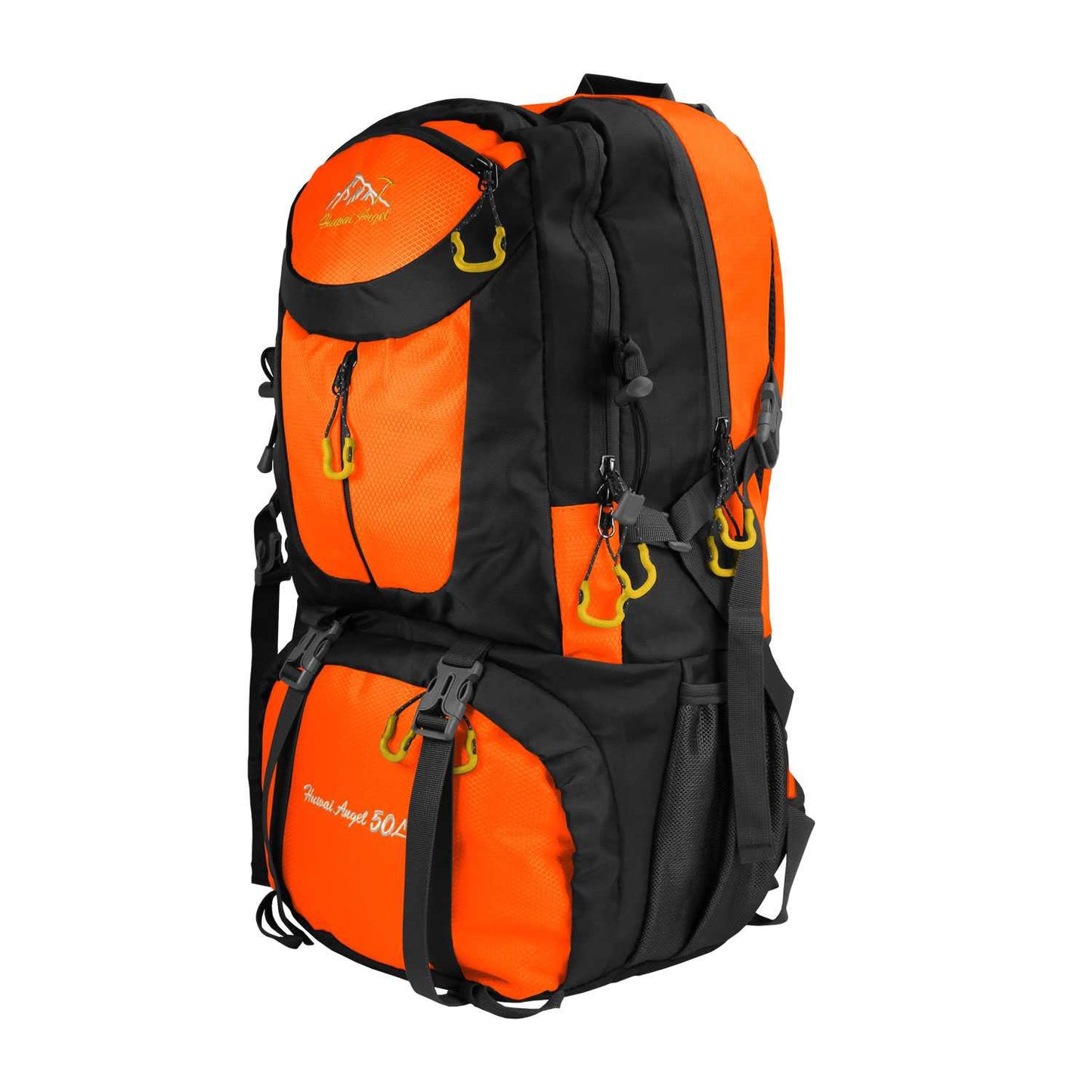 Mochila de Senderismo, 50 Litros, Impermeable y Ligera, Color Naranja, Múltiples Bolsillos, ideal para Viaje, Montaña