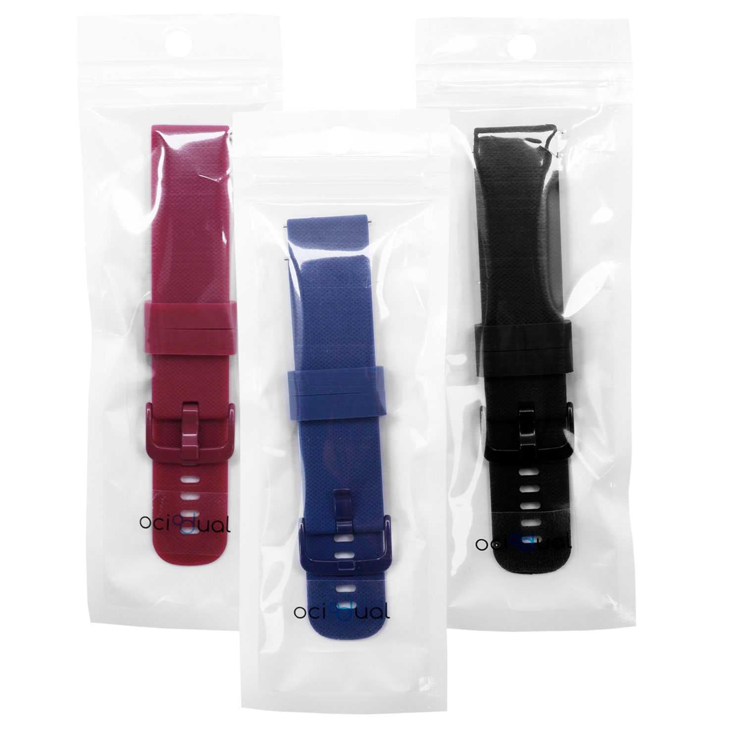 Pack de 3 Correas de Silicona para Reloj,20mm, Smartwatch con liberación rápida, Compatible con Amazfit, Garmin, Samsung Galaxy Watch, para Hombre y Mujer,Negro/Azul Oscuro/Burdeos