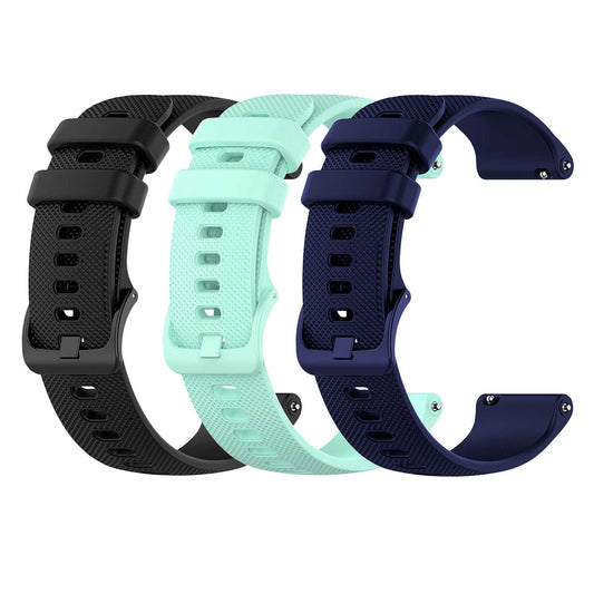 Pack de 3 Correas de Silicona para Reloj,20mm, Smartwatch con liberación rápida, Compatible con Amazfit, Garmin, Samsung Galaxy Watch, para Hombre y Mujer,Azul Oscuro/Negro/Turquesa
