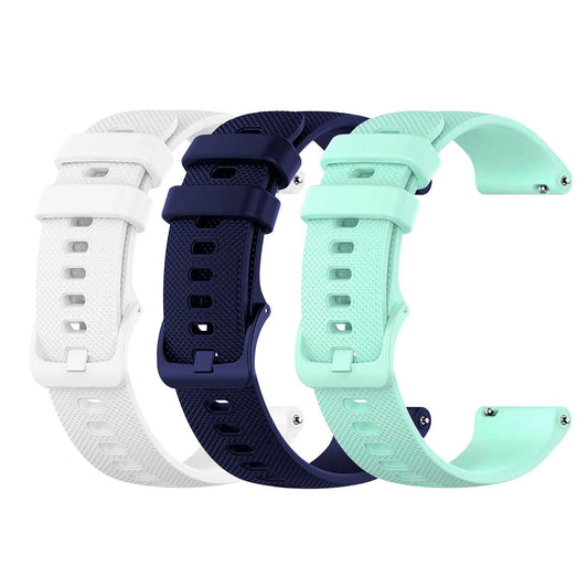 Pack de 3 Correas de Silicona para Reloj,20mm, Smartwatch con liberación rápida, Compatible con Amazfit, Garmin, Samsung Galaxy Watch, para Hombre y Mujer,Azul Oscuro/Blanco/Turquesa