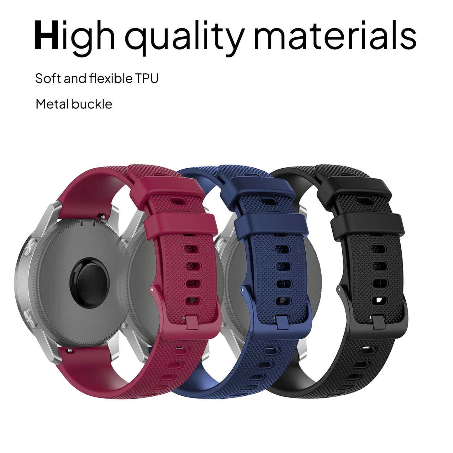 Pack de 3 Correas de Silicona para Reloj,22mm, Smartwatch con liberación rápida, Compatible con Amazfit, Garmin, Samsung Galaxy Watch, para Hombre y Mujer,Negro/Azul Oscuro/Burdeos