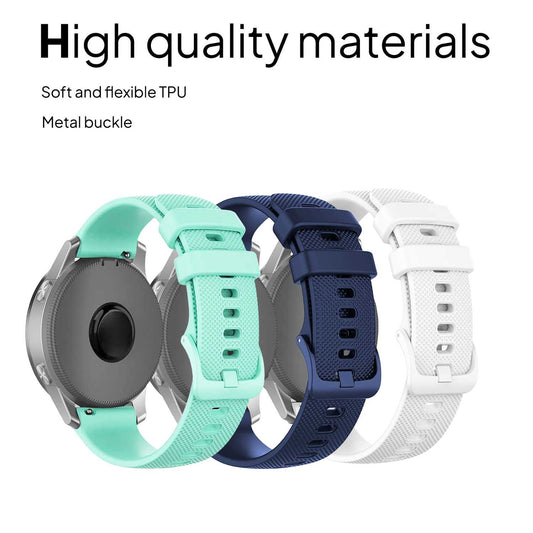 Pack de 3 Correas de Silicona para Reloj,22mm, Smartwatch con liberación rápida, Compatible con Amazfit, Garmin, Samsung Galaxy Watch, para Hombre y Mujer,Azul Oscuro/Blanco/Turquesa