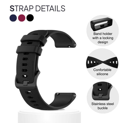 Pack de 3 Correas de Silicona para Reloj,18mm,Negro/Azul Oscuro/Burdeos