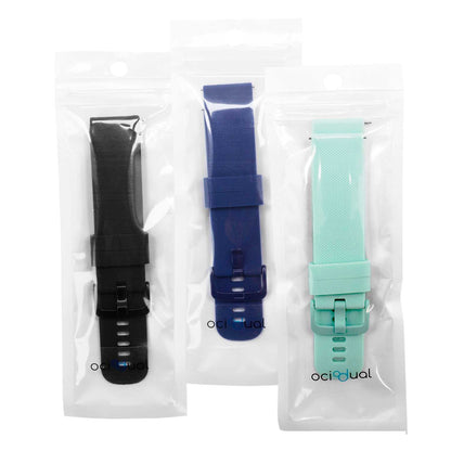 Pack de 3 Correas de Silicona para Reloj,18mm, Azul Oscuro/Negro/Turquesa
