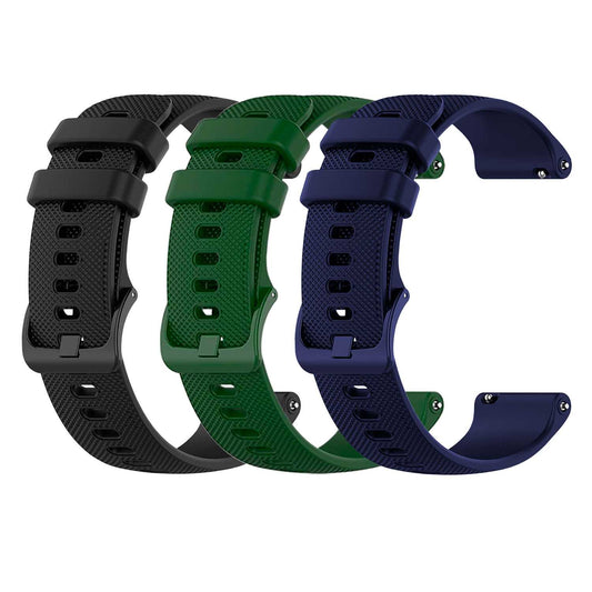 Pack de 3 Correas de Silicona para Reloj,18mm, Verde Militar/Azul Oscuro/Negro