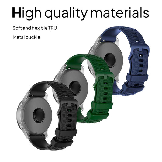 Pack de 3 Correas de Silicona para Reloj,18mm, Verde Militar/Azul Oscuro/Negro