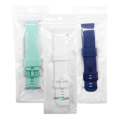 Pack de 3 Correas de Silicona para Reloj,18mm, Azul Oscuro/Blanco/Turquesa