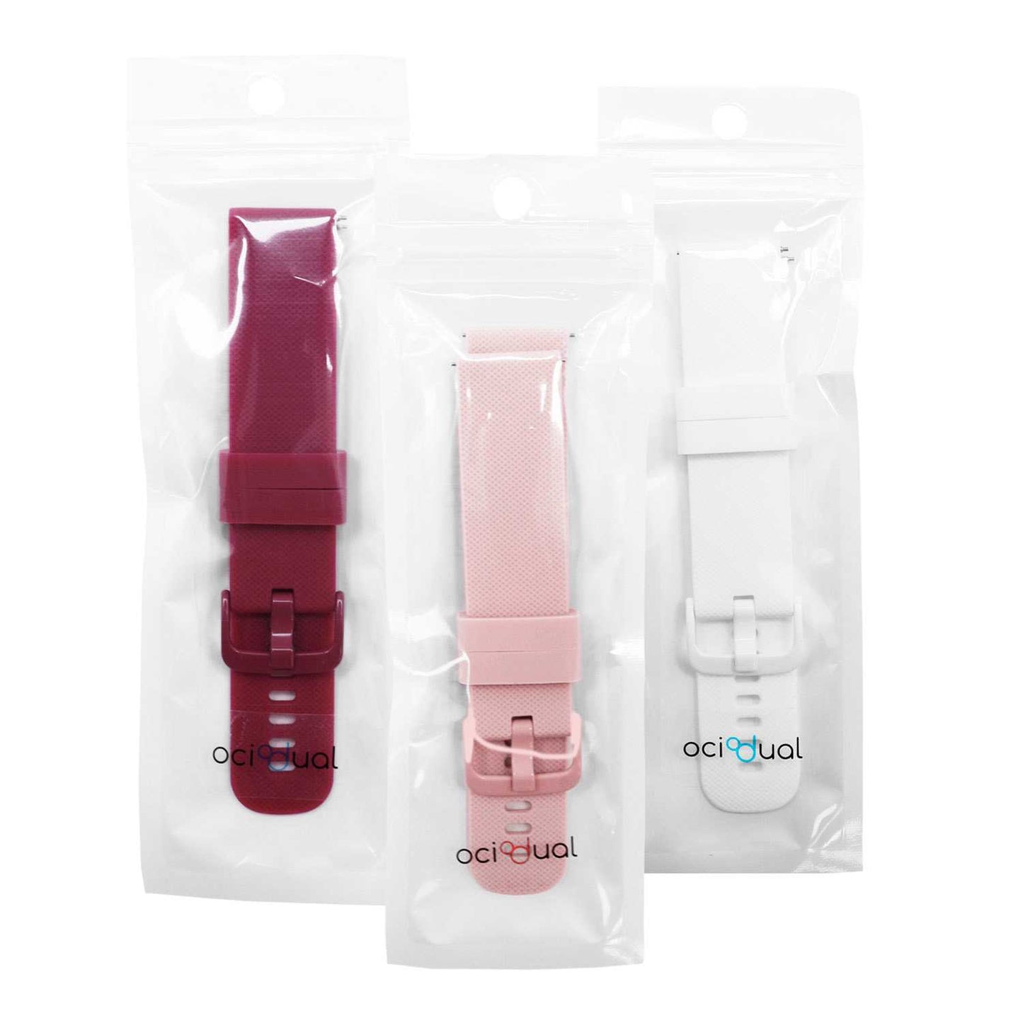 Pack de 3 Correas de Silicona para Reloj,18mm, Burdeos/Rosa/Blanco