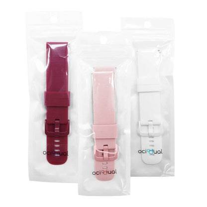 Pack de 3 Correas de Silicona para Reloj,18mm, Burdeos/Rosa/Blanco