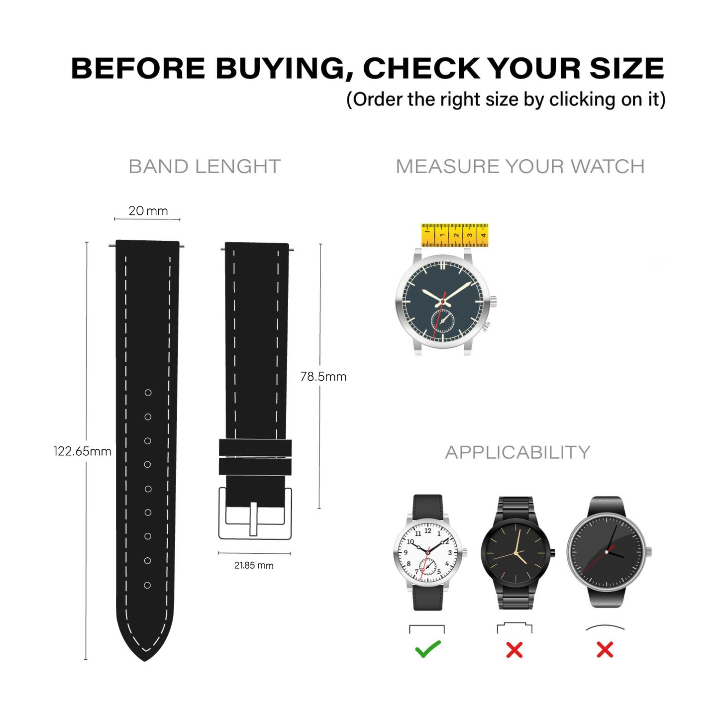 OcioDual Correa Reloj 20mm, Correa Reloj para Recambio, Repuesto Color Marron Oscuro 20mm, Hilo Blanco, Smartwach Hombre,