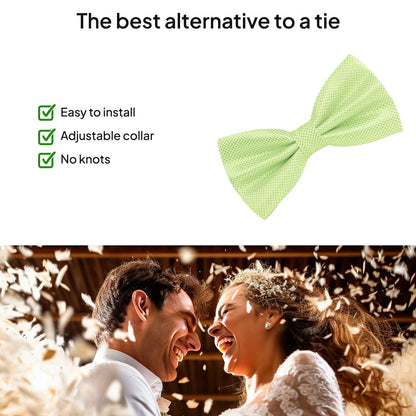 Pajarita Elegante a Cuadros para Hombre de color Verde Diseño Unicolor con Cierre de Gancho Clip Ajustable, 12cm x 6cm, Celebraciones, Fiestas, Trabajo, Bodas y Eventos