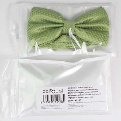 Pajarita Elegante a Cuadros para Hombre de color Verde Oliva Diseño Unicolor con Cierre de Gancho Clip Ajustable, 12cm x 6cm, Celebraciones, Fiestas, Trabajo, Bodas y Eventos