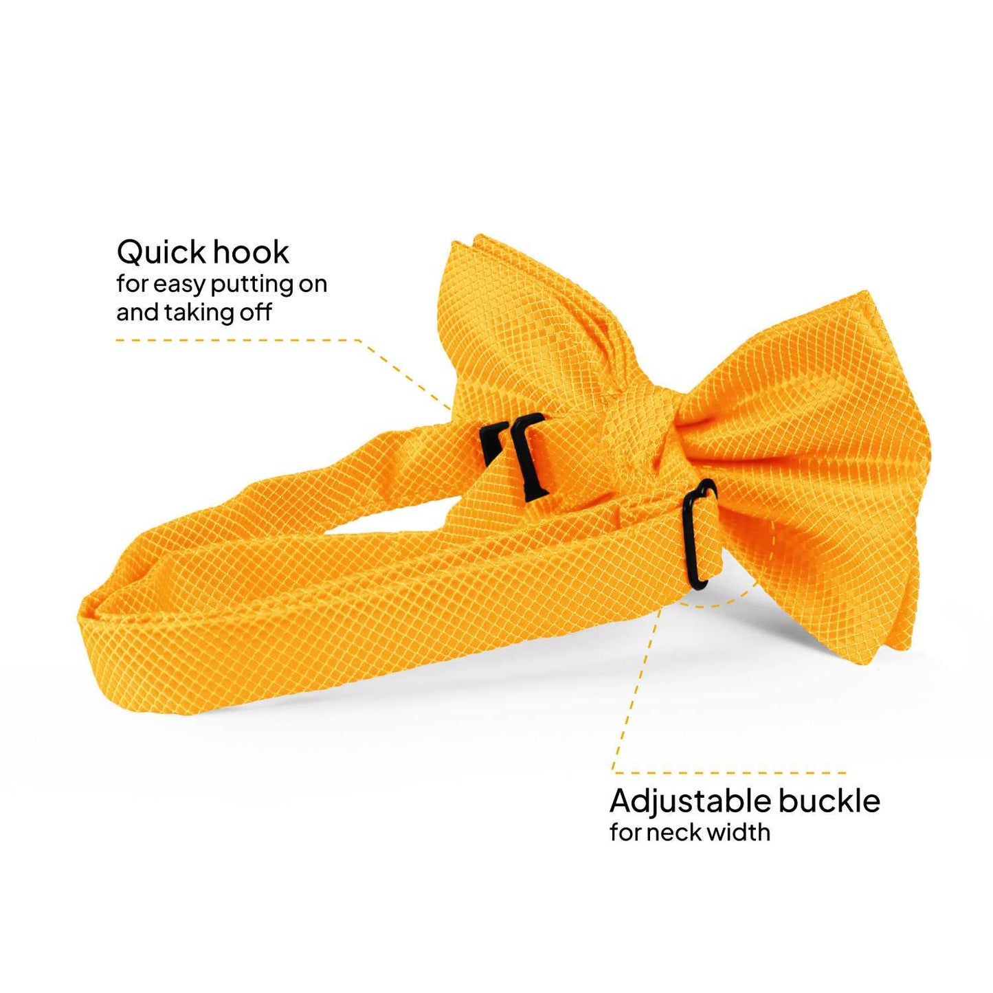 Pajarita Elegante a Cuadros para Hombre de color Amarillo Diseño Unicolor con Cierre de Gancho Clip Ajustable, 12cm x 6cm, Celebraciones, Fiestas, Trabajo, Bodas y Eventos