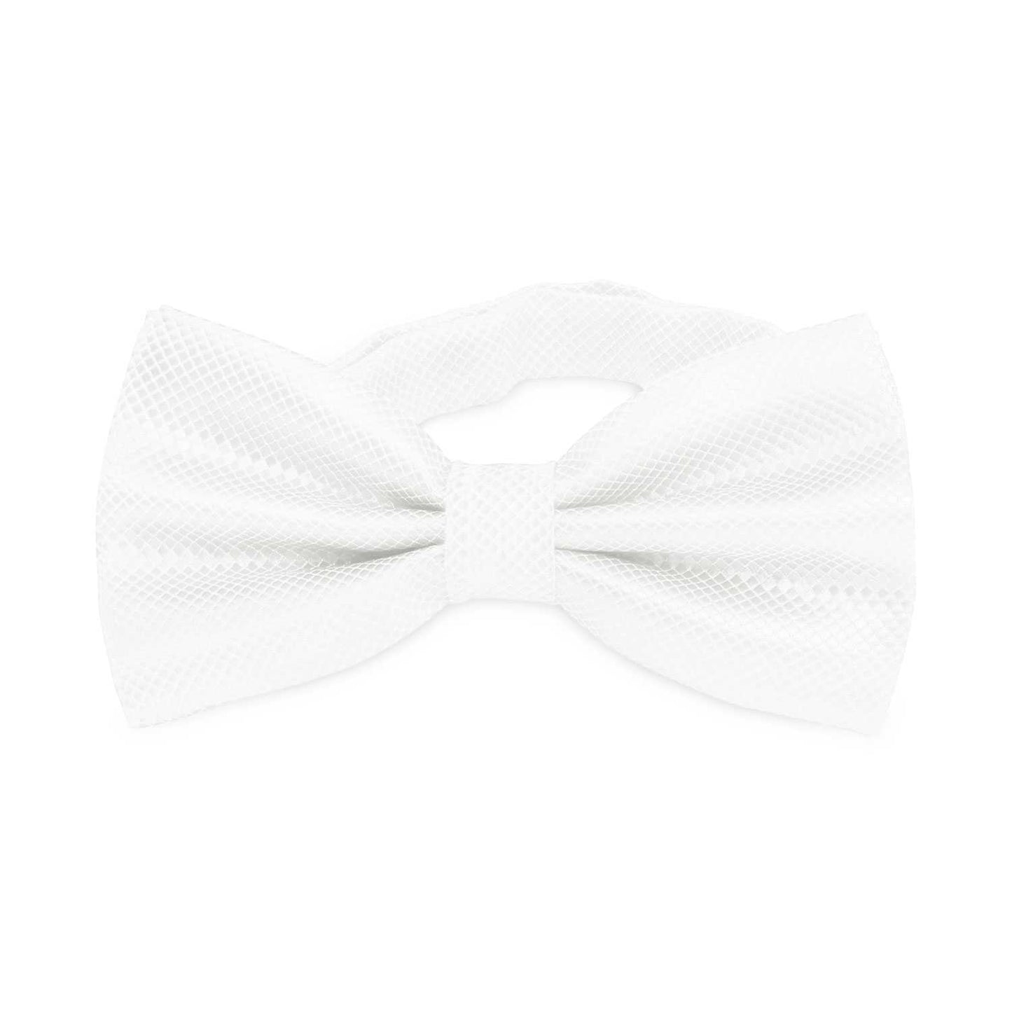 Pajarita Elegante a Cuadros para Hombre de color Blanco Diseño Unicolor con Cierre de Gancho Clip Ajustable, 12cm x 6cm, Celebraciones, Fiestas, Trabajo, Bodas y Eventos