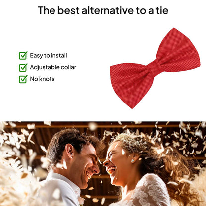 Pajarita Elegante a Cuadros para Hombre de color Rojo Diseño Unicolor con Cierre de Gancho Clip Ajustable, 12cm x 6cm, Celebraciones, Fiestas, Trabajo, Bodas y Eventos