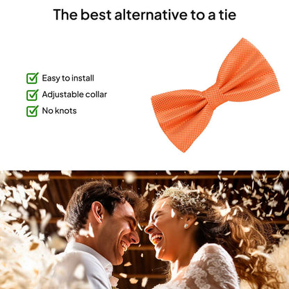 Pajarita Elegante a Cuadros para Hombre de color Naranja Diseño Unicolor con Cierre de Gancho Clip Ajustable, 12cm x 6cm, Celebraciones, Fiestas, Trabajo, Bodas y Eventos