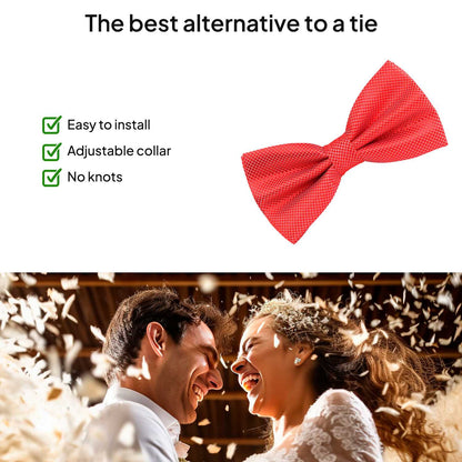 Pajarita Elegante a Cuadros para Hombre de color Rojo Original Diseño Unicolor con Cierre de Gancho Clip Ajustable, 12cm x 6cm, Celebraciones, Fiestas, Trabajo, Bodas y Eventos