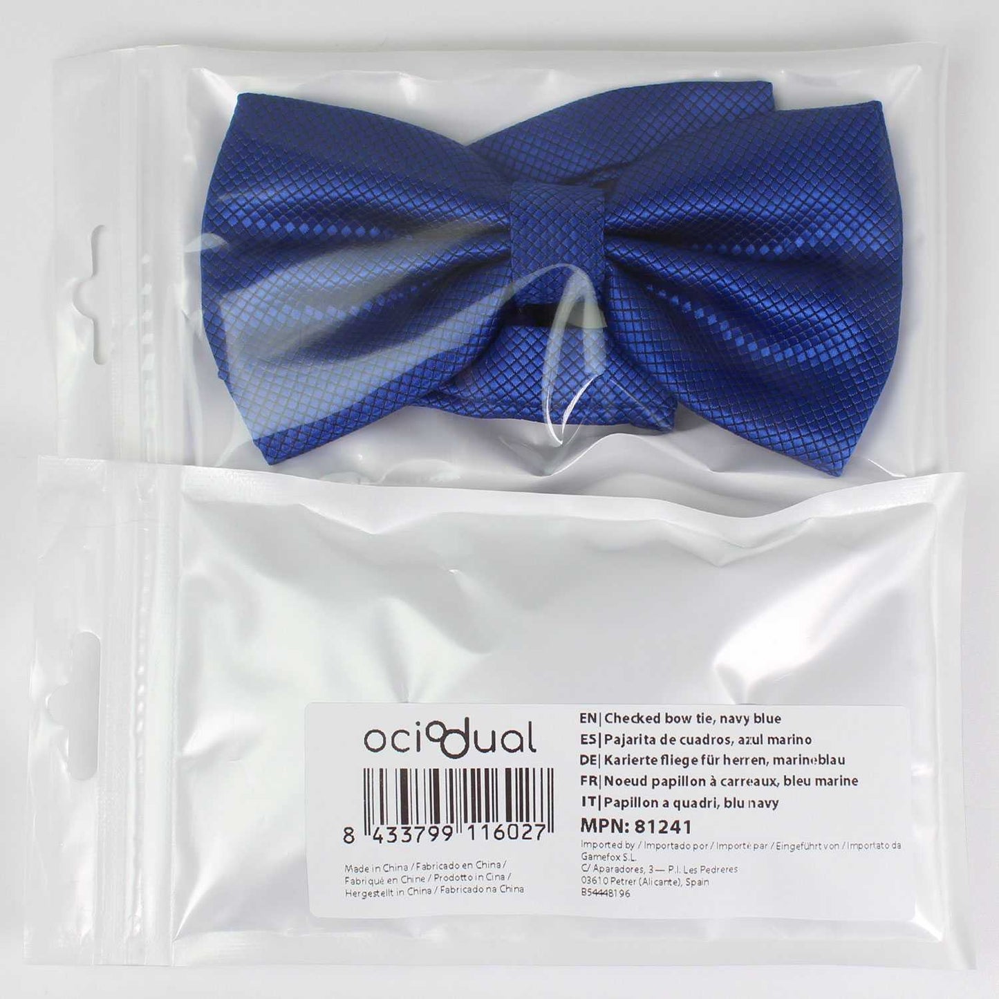 Pajarita Elegante a Cuadros para Hombre de color Azul Diseño Unicolor con Cierre de Gancho Clip Ajustable, 12cm x 6cm, Celebraciones, Fiestas, Trabajo, Bodas y Eventos