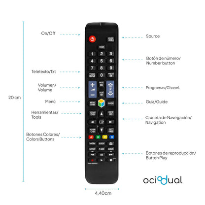 Mando Universal Compatible con TV Samsung AA59-00581A, Series Smart TV, LED, LCD, Compatible con Samsung Smart TV