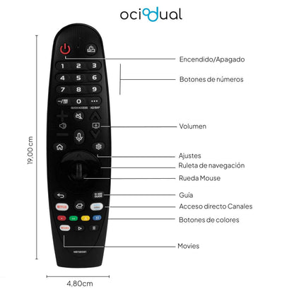 Mando a Distancia para Televisor, Negro Compatible con MR20GA, AKB75855501, Smart TV, UHD, A1, B1, C1, G1, Z1, OLED, 4K,