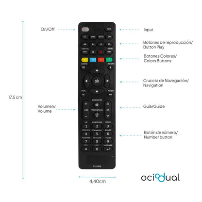 Mando a Distancia Universal RC-G008, para Televisor, Negro, Compatible con Smart TV