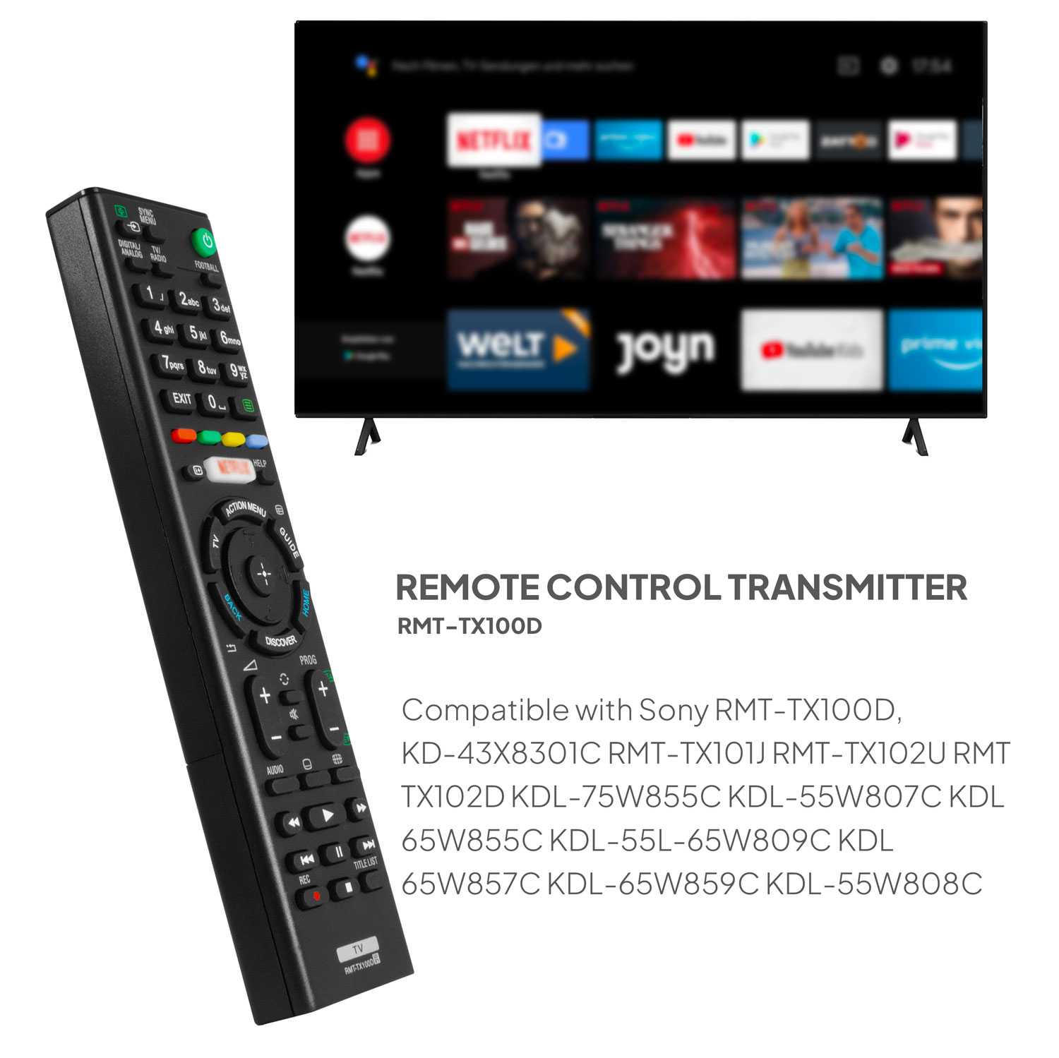 Mando a Distancia RMT-TX100D Compatible con Televisores Sony, Repuesto de Control Remoto Universal