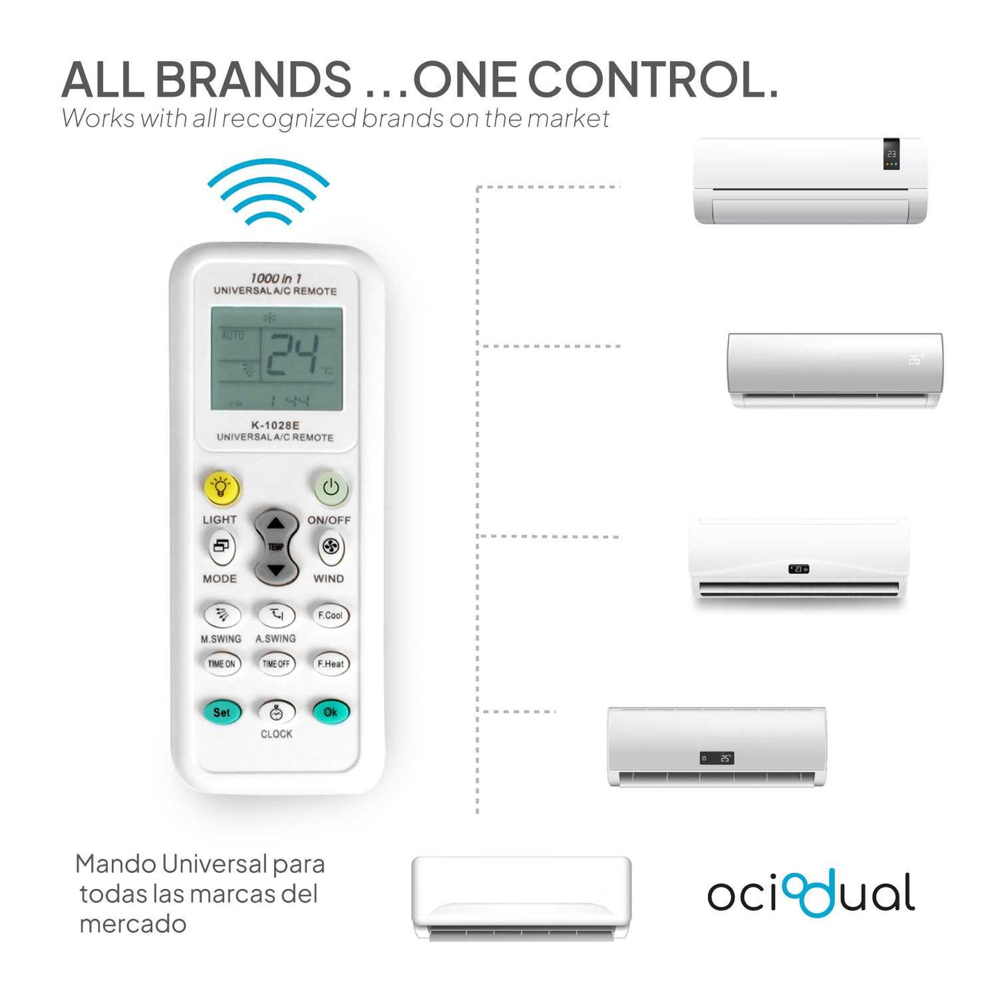 Mando Universal para Aire Acondicionado, 1000 Modelos Compatibles en 1 Mando , A/C Control Remoto Universal LCD Digital