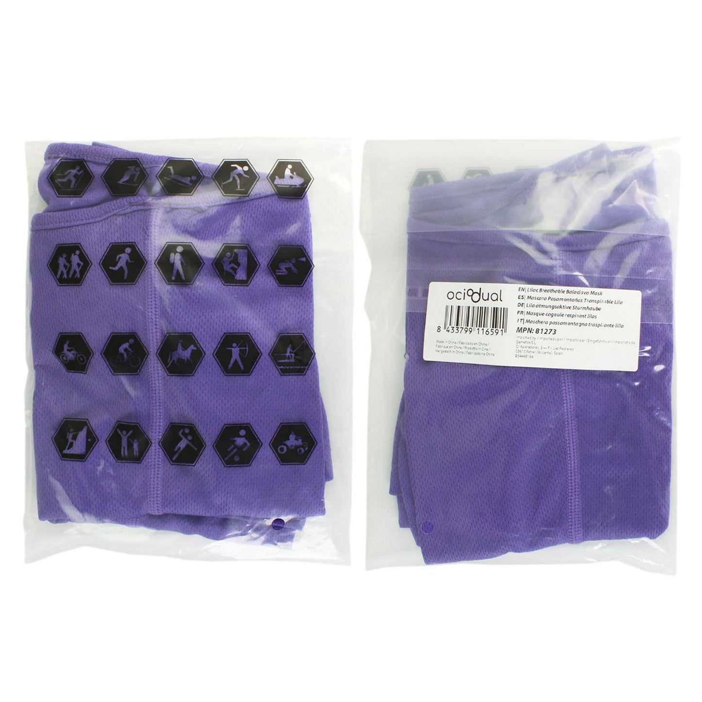 Máscara Pasamontañas 6 en 1 color Lila para Motocicleta, Ciclismo, Esquí, Senderismo, Máscara, Braga, Gorro