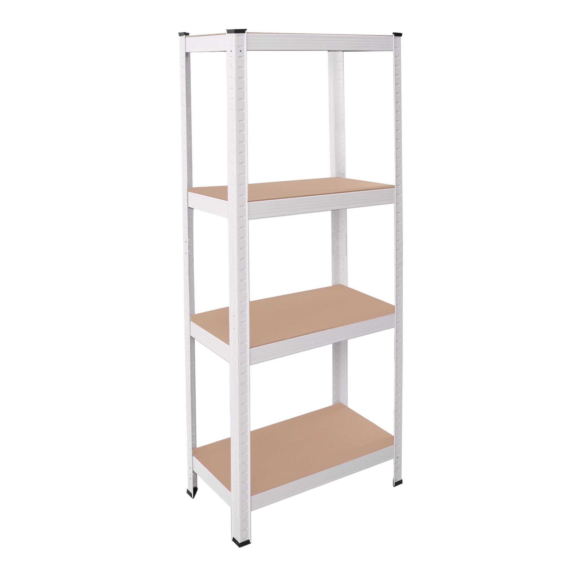 Estanteria Metalica Tiny Blanca, Estante Ideal para Hogar, Estanterias Trastero, Muebles, Oficina, Estanterias Almacenaje Divisible, Sin Tornillos, 240kg, 4 Baldas MDF, 150x60x30cm