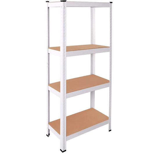 Estanteria Metalica Tiny Blanca, Estante Ideal para Hogar, Estanterias Trastero, Muebles, Oficina, Estanterias Almacenaje Divisible, Sin Tornillos, 240kg, 4 Baldas MDF, 150x60x30cm