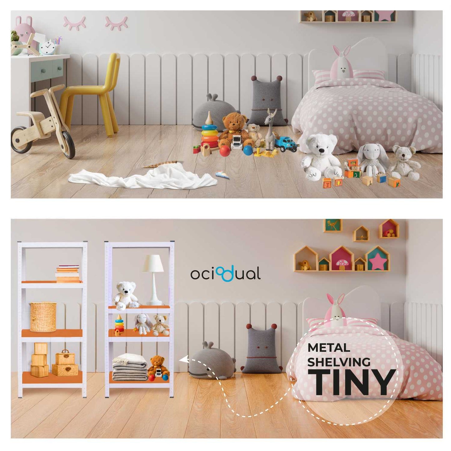 Estanteria Metalica Tiny Blanca, Estante Ideal para Hogar, Estanterias Trastero, Muebles, Oficina, Estanterias Almacenaje Divisible, Sin Tornillos, 240kg, 4 Baldas MDF, 150x60x30cm