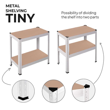 Estanteria Metalica Tiny Blanca, Estante Ideal para Hogar, Estanterias Trastero, Muebles, Oficina, Estanterias Almacenaje Divisible, Sin Tornillos, 240kg, 4 Baldas MDF, 150x60x30cm