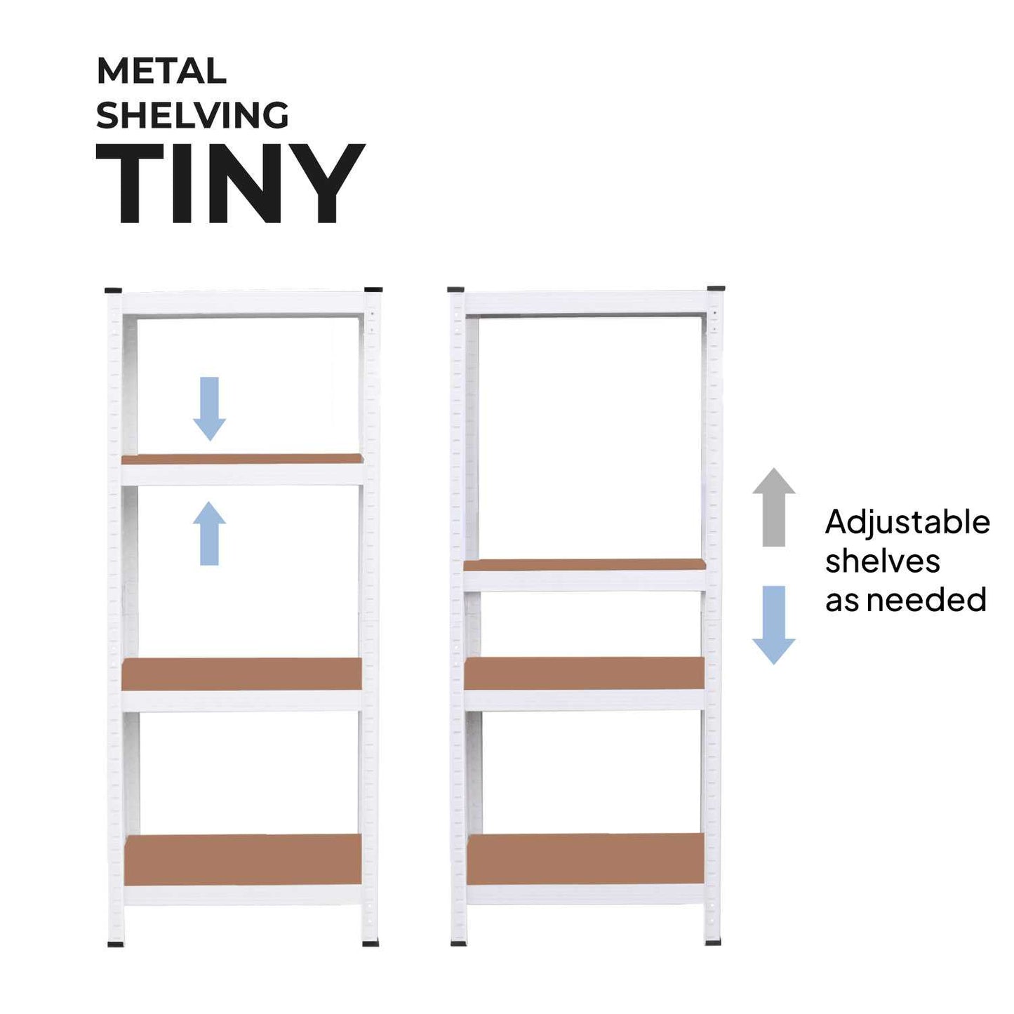 Estanteria Metalica Tiny Blanca, Estante Ideal para Hogar, Estanterias Trastero, Muebles, Oficina, Estanterias Almacenaje Divisible, Sin Tornillos, 240kg, 4 Baldas MDF, 150x60x30cm